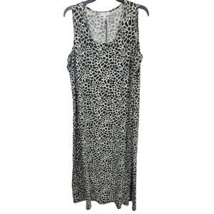 Vintage Fashion Bug Brown Leopard Print Sleeveless Maxi Dress Women's Size 1X